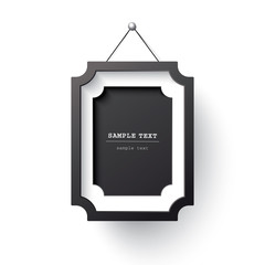 Realistic black frame isolated on white. 