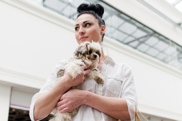 Woman with a little dog