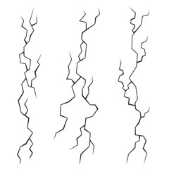 Wall Cracks Set on White Background. Vector