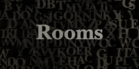 Rooms - Stock image of 3D rendered metallic typeset headline illustration.  Can be used for an online banner ad or a print postcard.