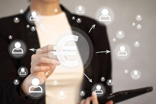 Business button eur currency euro web network