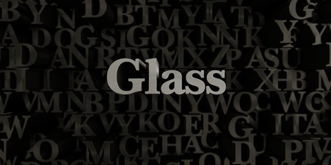 Glass - Stock image of 3D rendered metallic typeset headline illustration.  Can be used for an online banner ad or a print postcard.