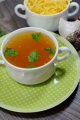 Traditional broth  - energy and warming meal on a cold day
