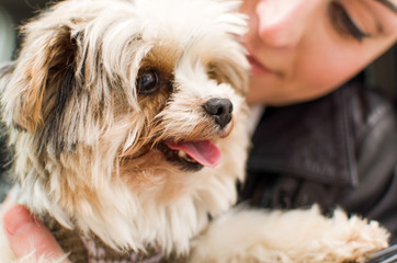 Woman with a little dog