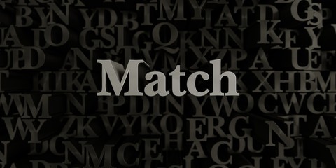 Match - Stock image of 3D rendered metallic typeset headline illustration.  Can be used for an online banner ad or a print postcard.