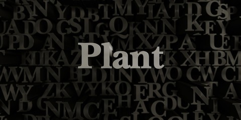 Plant - Stock image of 3D rendered metallic typeset headline illustration.  Can be used for an online banner ad or a print postcard.