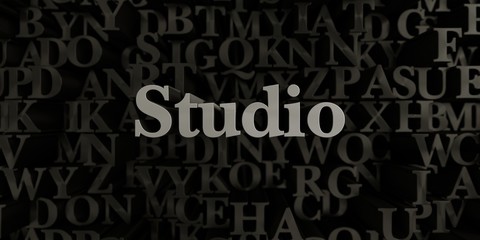 Studio - Stock image of 3D rendered metallic typeset headline illustration.  Can be used for an online banner ad or a print postcard.