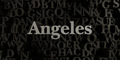 Angeles - Stock image of 3D rendered metallic typeset headline illustration.  Can be used for an online banner ad or a print postcard.