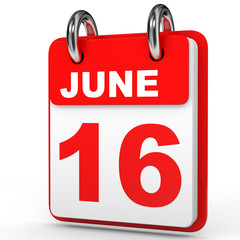 June 16. Calendar on white background.