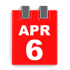 April 6. Calendar on white background.