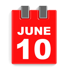 June 10. Calendar on white background.