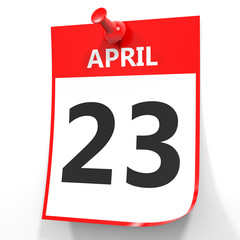 April 23. Calendar on white background.