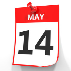 May 14. Calendar on white background.
