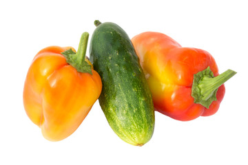 Capsicum colored and cucumber.