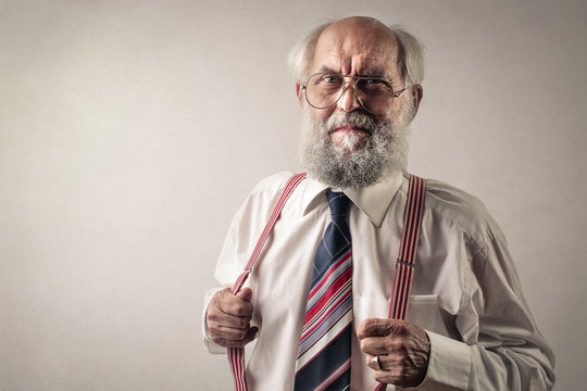 Old Man Wearing Suspenders