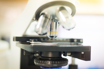 Blurred laboratory equipment.