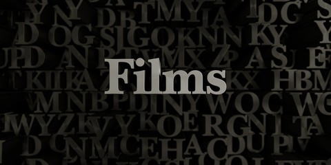 Films - Stock image of 3D rendered metallic typeset headline illustration.  Can be used for an online banner ad or a print postcard.