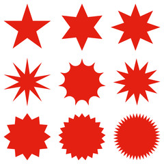 Collection of trendy retro stars shapes.Sunburst design elements set.