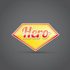 super hero label or sign.