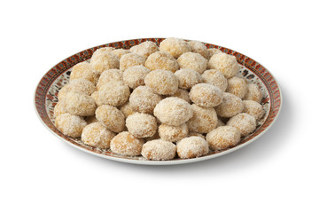 Dish with traditional Moroccan coconut cookies