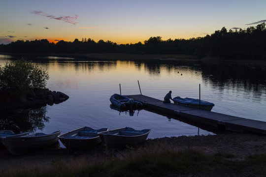 Sundown in Bolmen, South Sweden