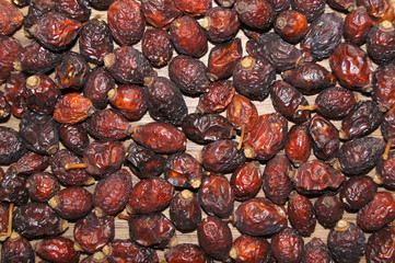 Dried rosehip, top view   