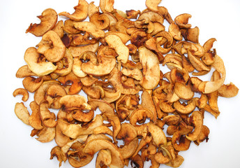 Dried apples on a light background      