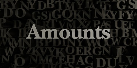 Amounts - Stock image of 3D rendered metallic typeset headline illustration.  Can be used for an online banner ad or a print postcard.