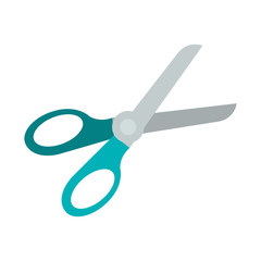 scissors hand tool  icon with blue handle over white background. vector illustration