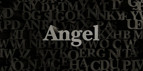 Angel - Stock image of 3D rendered metallic typeset headline illustration.  Can be used for an online banner ad or a print postcard.