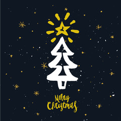 Merry christmas lettering. Perfect Xmas design for greeting cards and invitations.