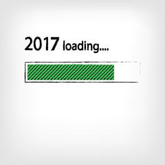 New year 2017 loading background, happy new year. Funny business concept: mail load. Green color. Space for your text.