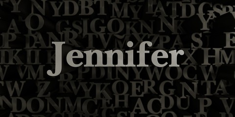 Jennifer - Stock image of 3D rendered metallic typeset headline illustration.  Can be used for an online banner ad or a print postcard.