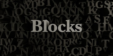 Blocks - Stock image of 3D rendered metallic typeset headline illustration.  Can be used for an online banner ad or a print postcard.