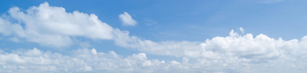 Fototapeta premium Panorama of white cloud and blue sky in morning