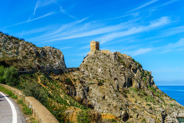 Torre Normanna close to village Torre Colonna-Sperone