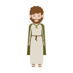 cartoon saint joseph bearded man over white background. religious manger symbol.  vector illustration