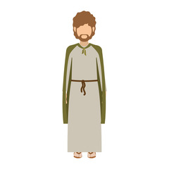 cartoon saint joseph bearded man over white background. religious manger symbol.  vector illustration