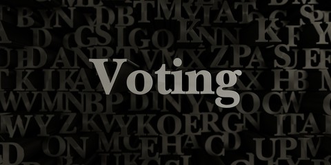 Voting - Stock image of 3D rendered metallic typeset headline illustration.  Can be used for an online banner ad or a print postcard.