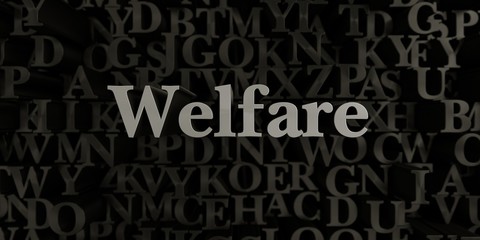 Fototapeta na wymiar Welfare - Stock image of 3D rendered metallic typeset headline illustration. Can be used for an online banner ad or a print postcard.