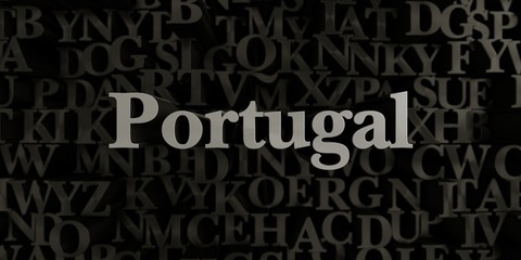 Portugal - Stock image of 3D rendered metallic typeset headline illustration.  Can be used for an online banner ad or a print postcard.