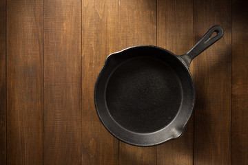 frying pan  on table