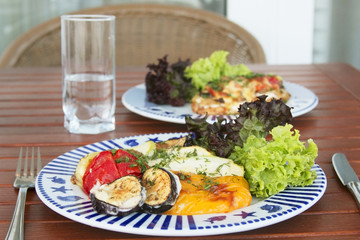 Grilled vegetables on the plate