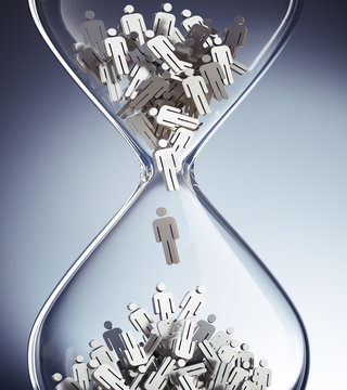 Menschen in Sanduhr