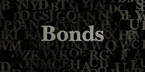 Bonds - Stock image of 3D rendered metallic typeset headline illustration.  Can be used for an online banner ad or a print postcard.