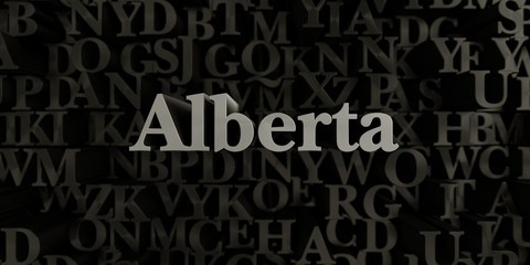 Alberta - Stock image of 3D rendered metallic typeset headline illustration.  Can be used for an online banner ad or a print postcard.