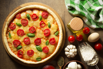 italian pizza at old surface