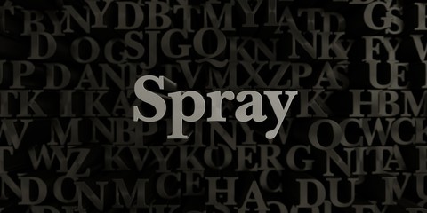 Spray - Stock image of 3D rendered metallic typeset headline illustration.  Can be used for an online banner ad or a print postcard.