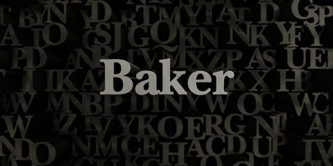 Baker - Stock image of 3D rendered metallic typeset headline illustration.  Can be used for an online banner ad or a print postcard.