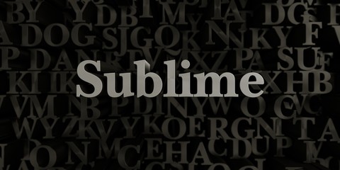 Sublime - Stock image of 3D rendered metallic typeset headline illustration.  Can be used for an online banner ad or a print postcard.